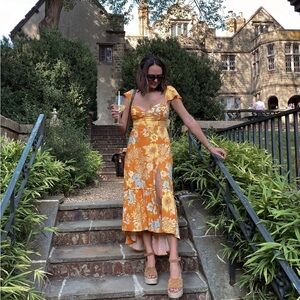 Urban Outfitters Siren Flutter Sleeve Strappy Back Slit Midi Dress